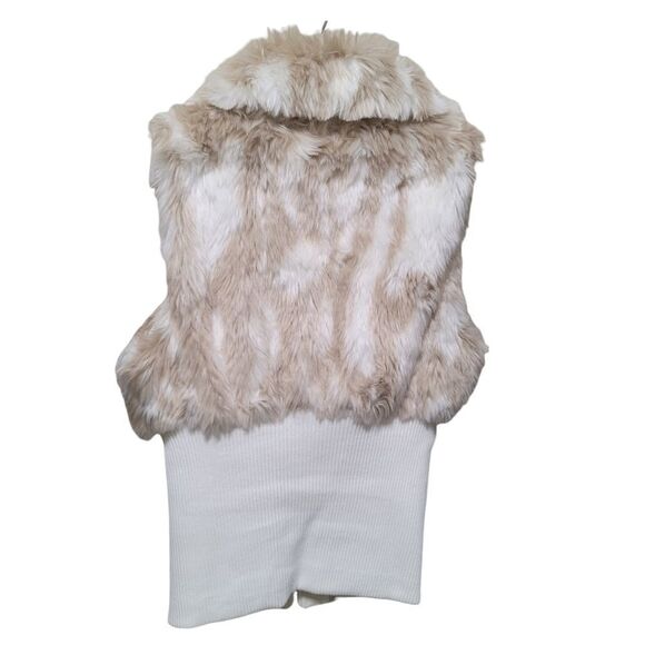Faux Fur Cream Knit Vest M - Picture 2 of 7